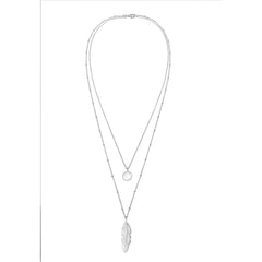 Elli 925 Sterling Silver Layered Link Chain Necklace with Moonstone 2004-BF-0007742-001