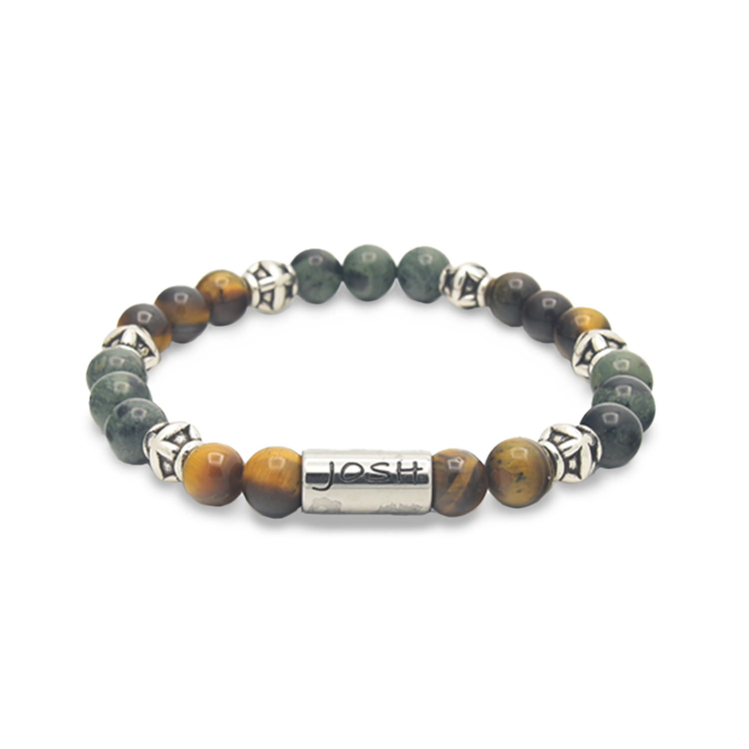 Josh Multi-coloured Natural Stone Bracelet 09329SL/GRCG/MED