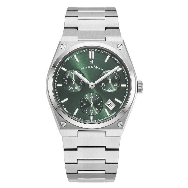 Jacques du Manoir Horizon Gents Multifunction Montre Homme en Acier Argenté JWN05702-zoom-
