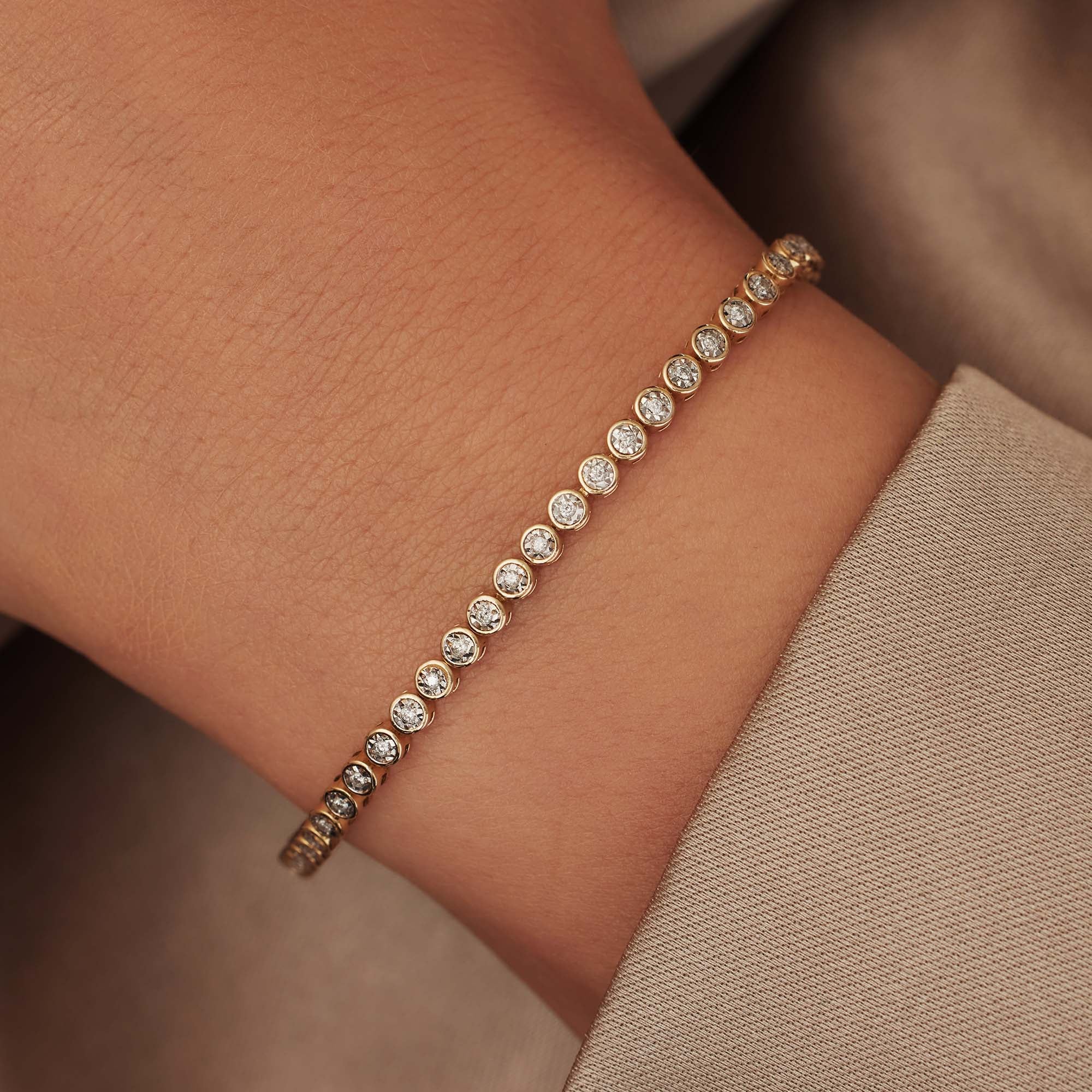 Isabel Bernard De la Paix Alfie 14 Carat Golden Tennis Bracelet | diamond 0.36 ct | IBD320007