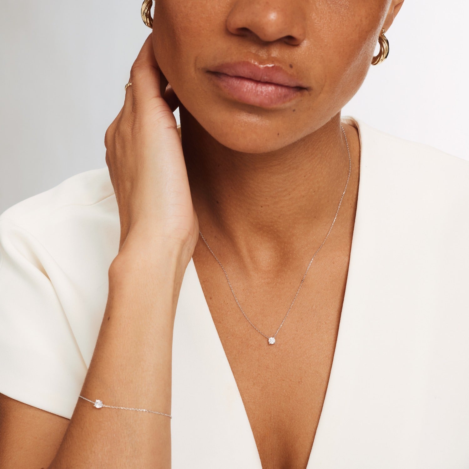 Isabel Bernard Cadeau d'Isabel 14 Carat Whitegold Necklace and Bracelet giftset IB90030