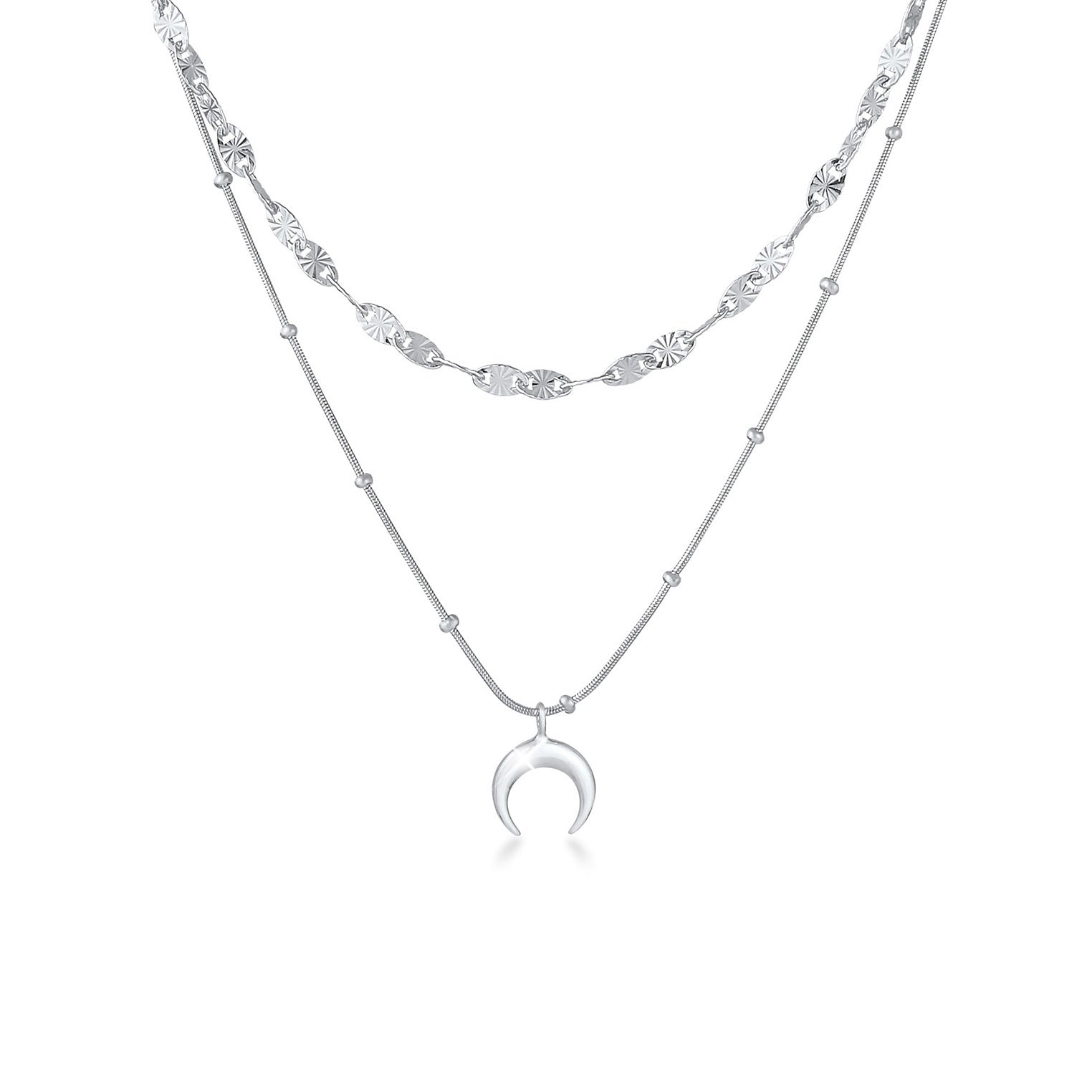 Elli 925 Sterling Silver Layered Link Chain Necklace 2004-BF-0008191-001