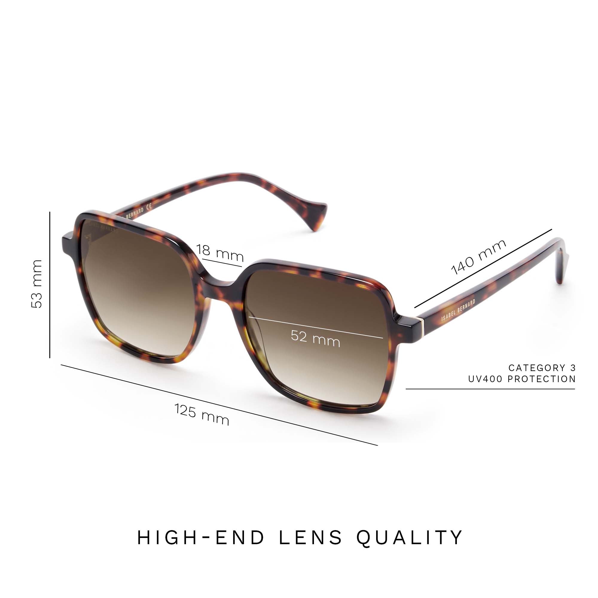 Isabel Bernard La Villette Rene Brown Tortoise Vierkante Sunglasses IB400000-14-14