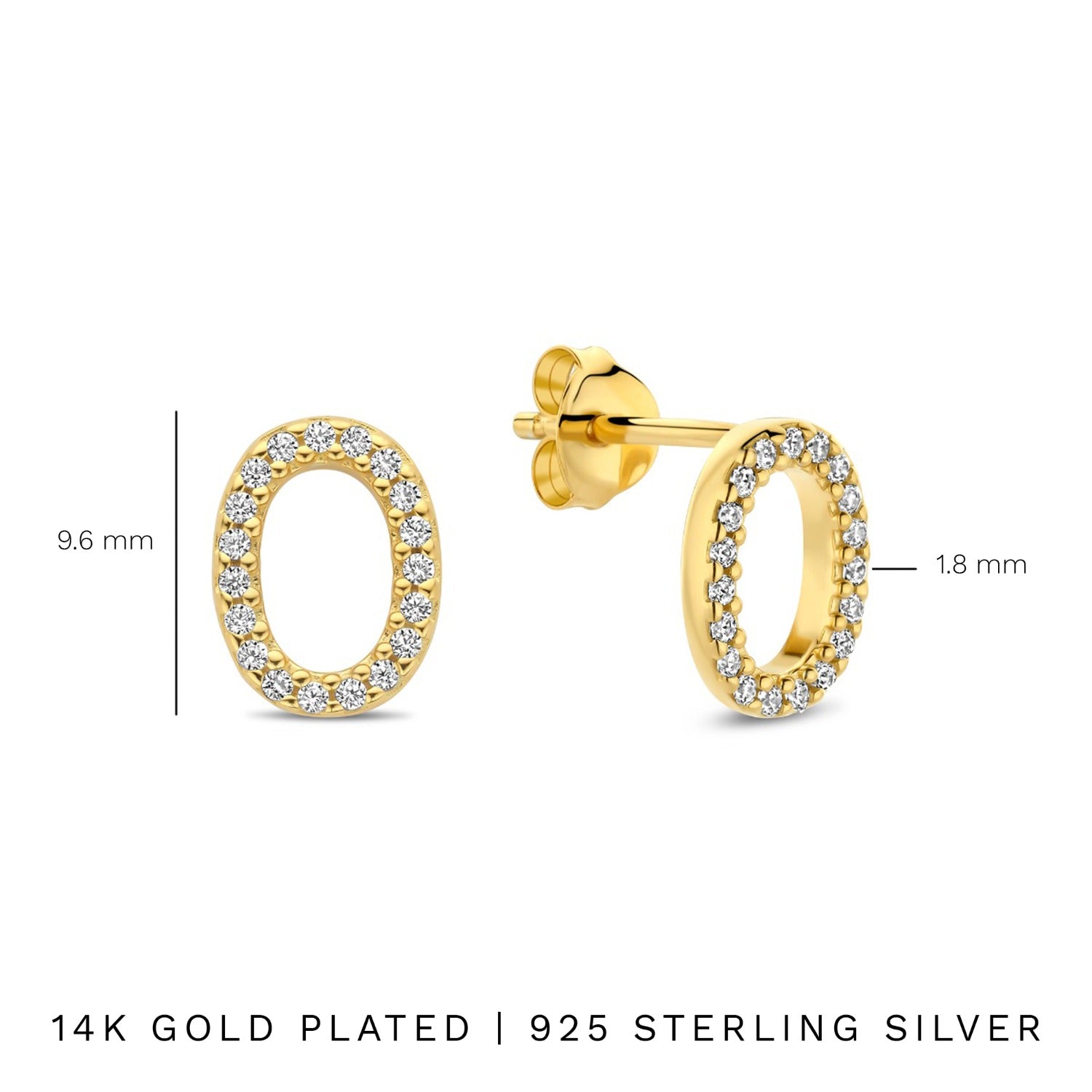 Parte Di Me Bibbiena Poppi Clara 925 Sterling Silver Gold Plated Ear Studs PDM36196