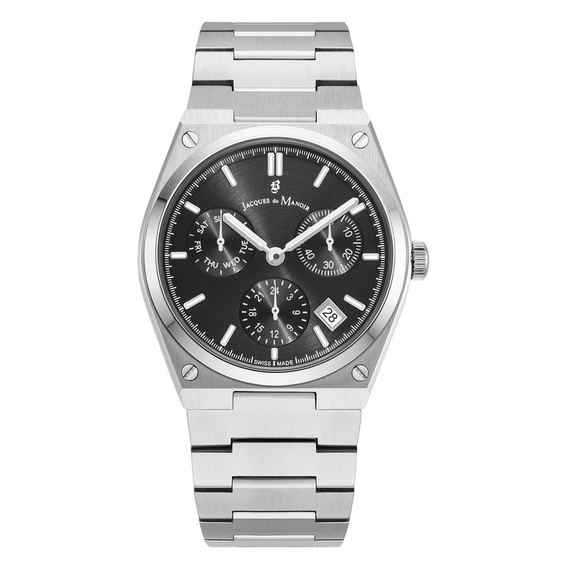 Jacques du Manoir Horizon Gents Multifunction Montre Homme en Acier Argenté JWN05701-zoom-