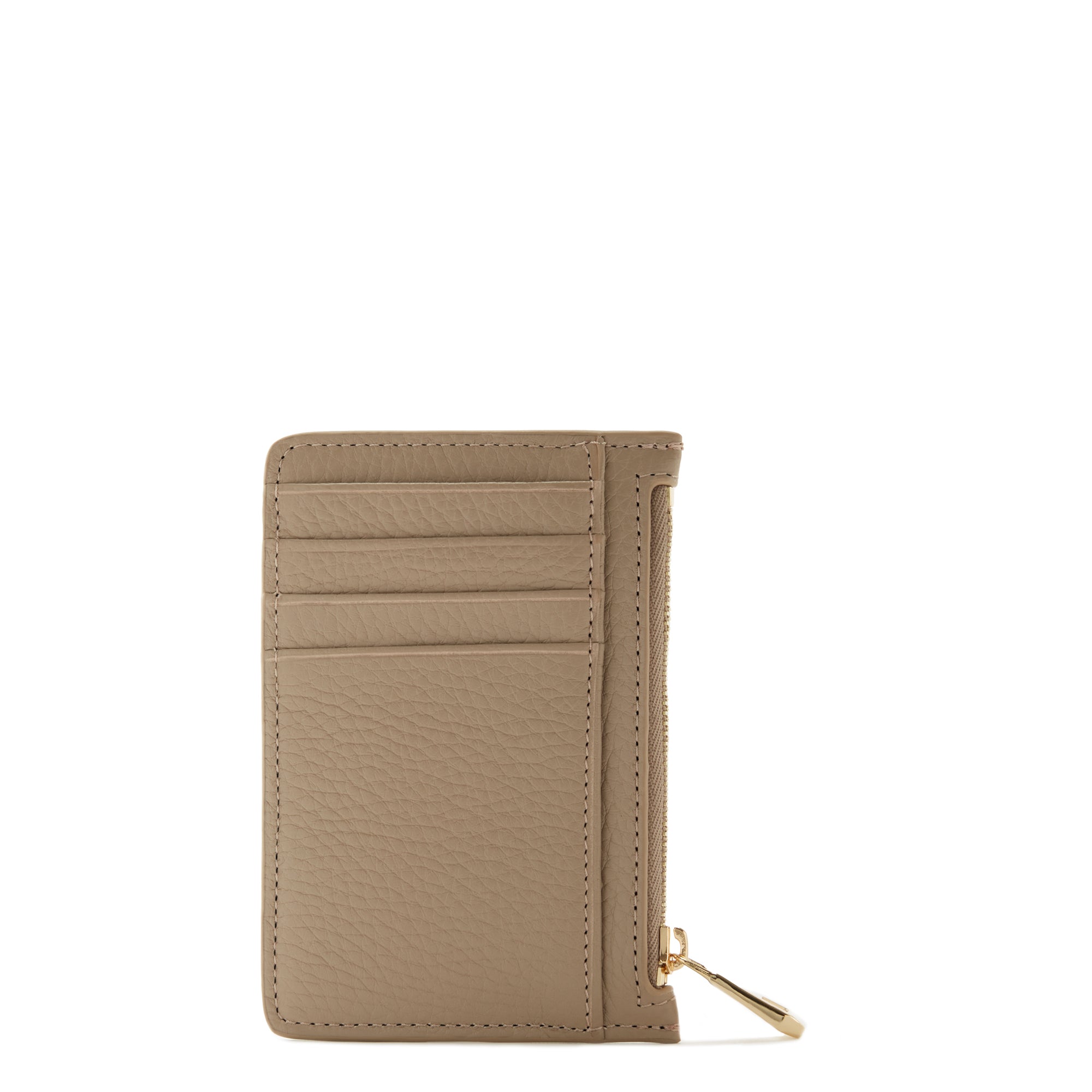 Isabel Bernard Honoré Aveline Taupe Leather Card Holder made of Calfskin IB27017