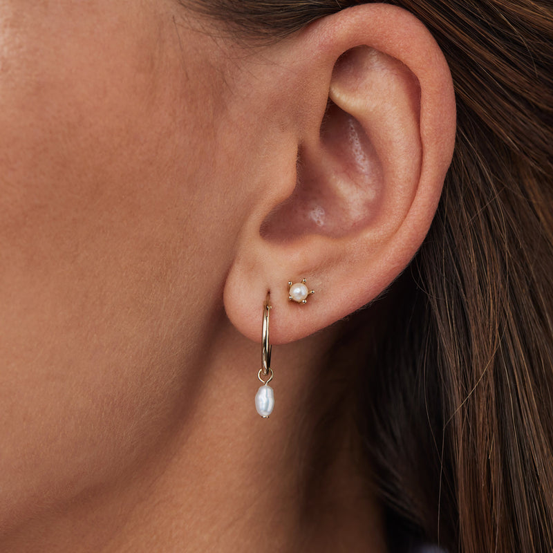 Violet Hamden Violet's Gift Créoles en Argent 925 Sterling Plaqué Or avec Perles de Culture VH90056-zoom-