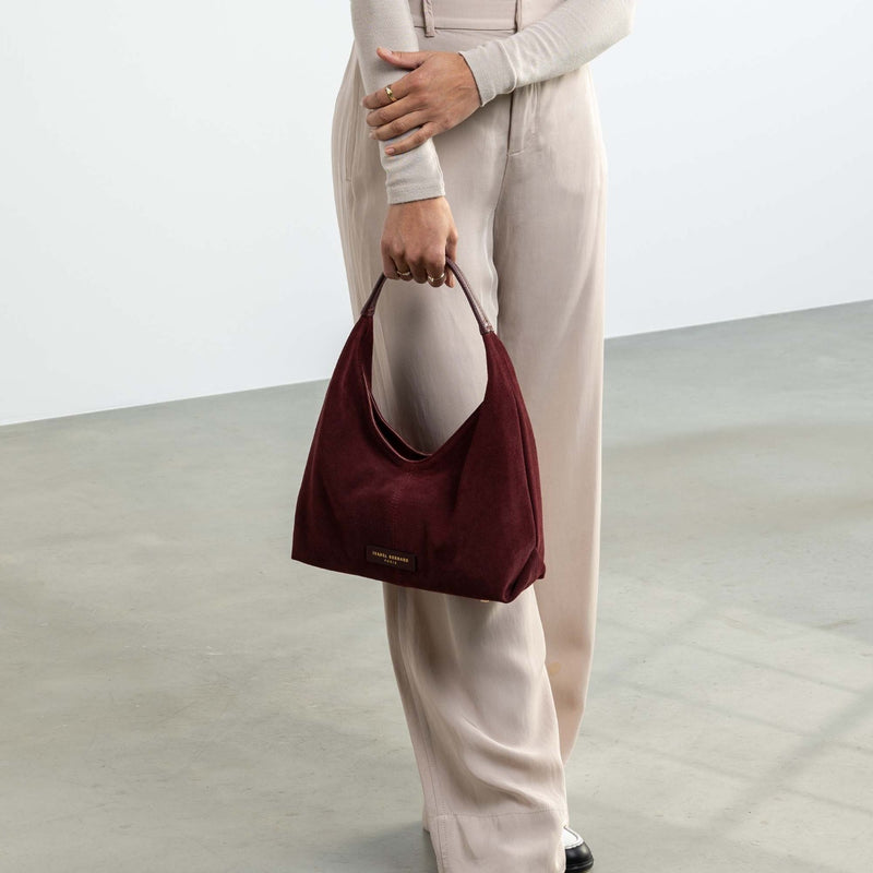 Isabel Bernard Honoré Grace Mini sac à main en suède bordeaux IB21132-152-zoom-