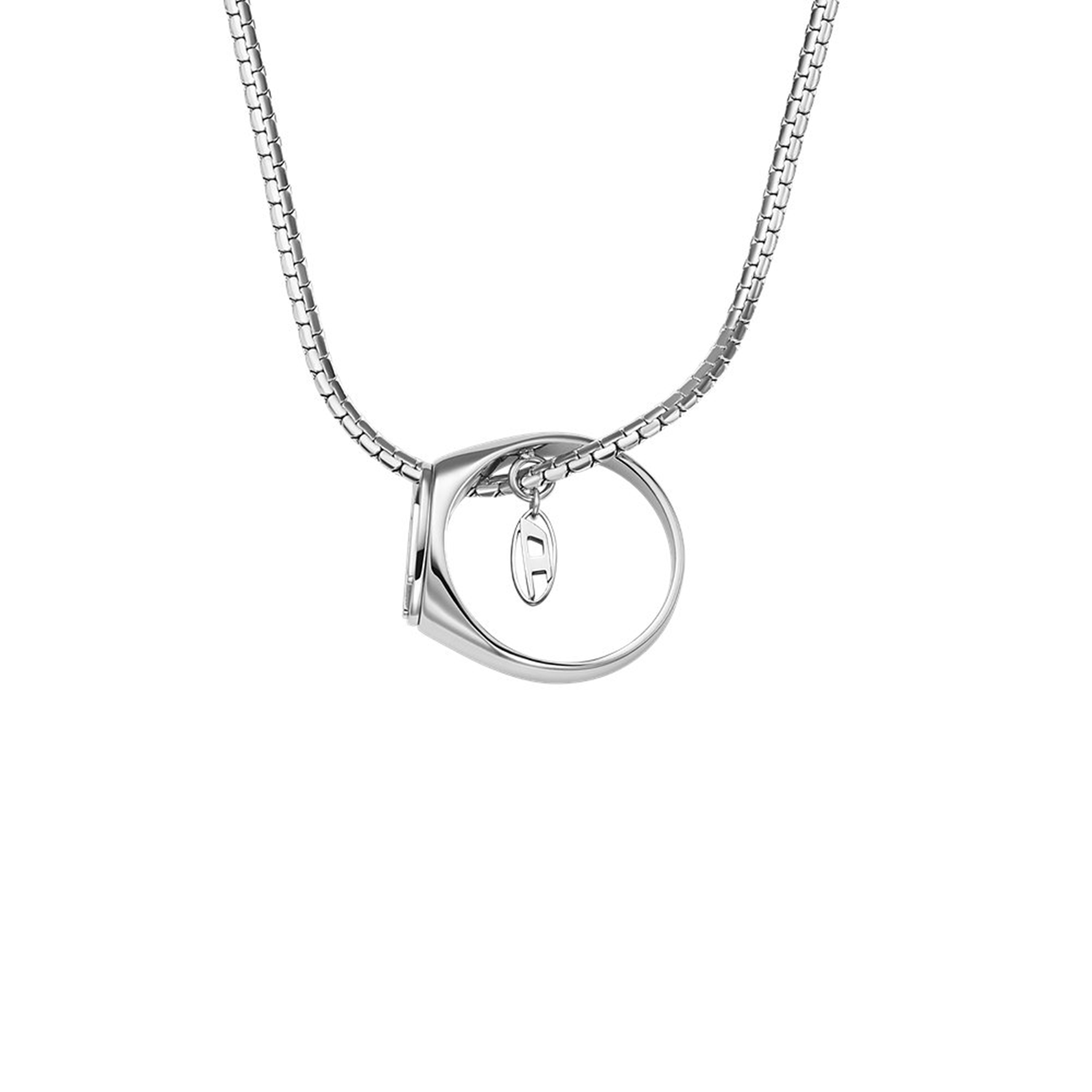 Diesel Oval D Logo Stainless Steel Necklace DX1644040