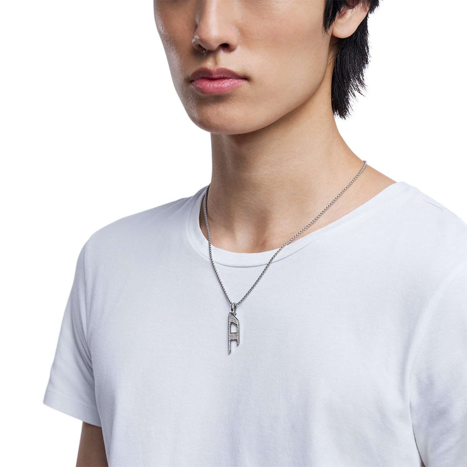 Diesel D Logo Silver Stainless Steel Necklace DX1624040