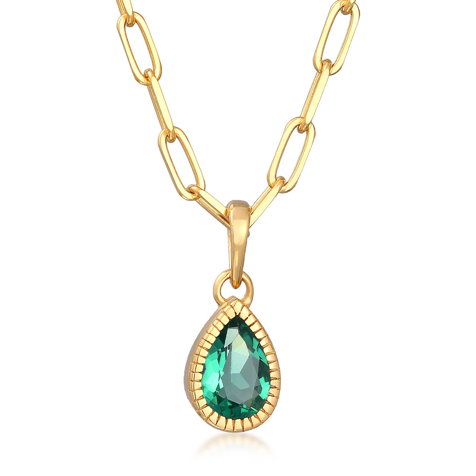 Elli 925 Sterling Silver Link Chain Necklace Gold plated with Quartz 2004-BF-0007907-001