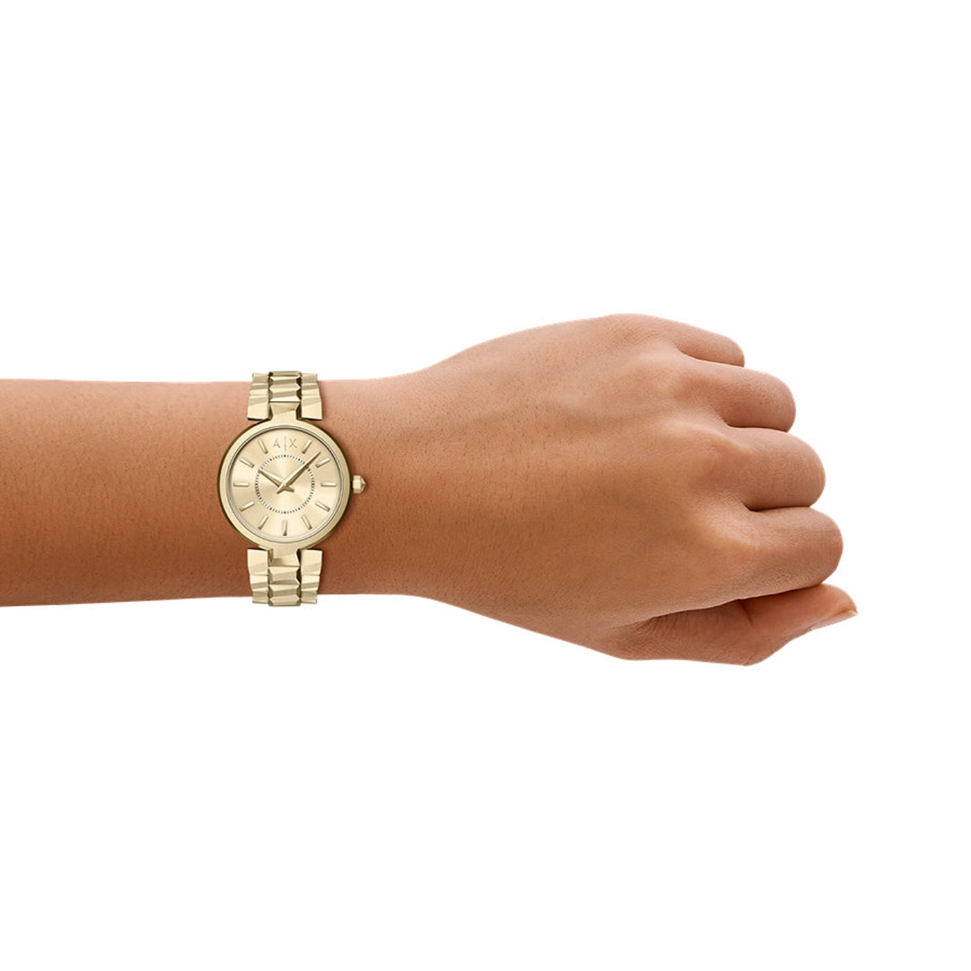 Armani Exchange Audora Round Gold Dial Watch AX4407