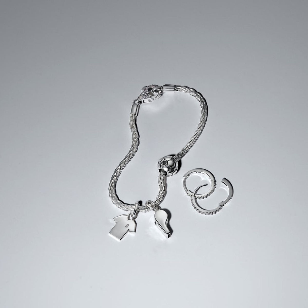 Pandora Moments 925 Sterling Silver Cubic Zirconia Engravable Soccer Shirt Dangle Charm 794708C01