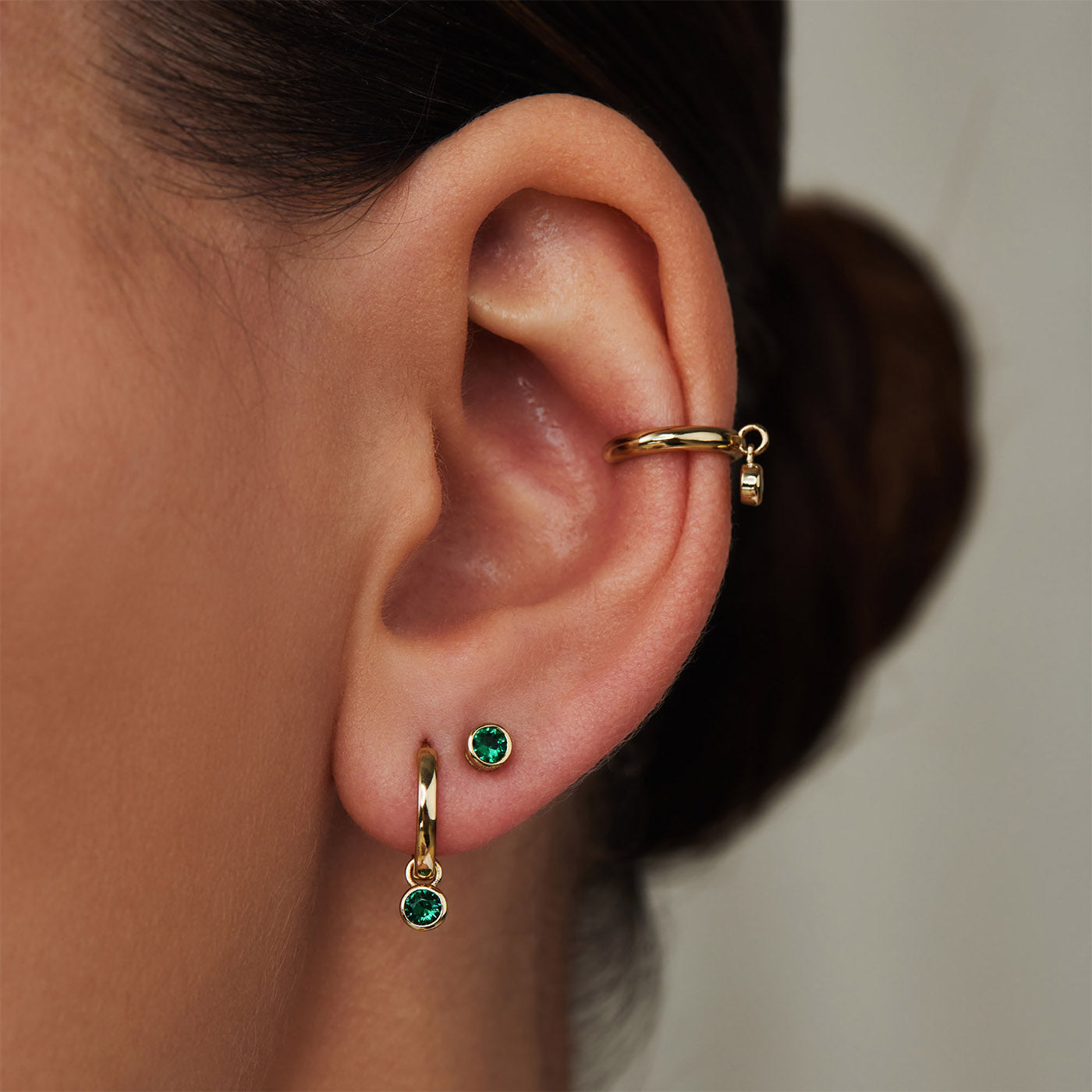 Violet Hamden Venus 925 Sterling Silver Gold-coloured Hoop Earrings with Birthstone VH360015-MAY