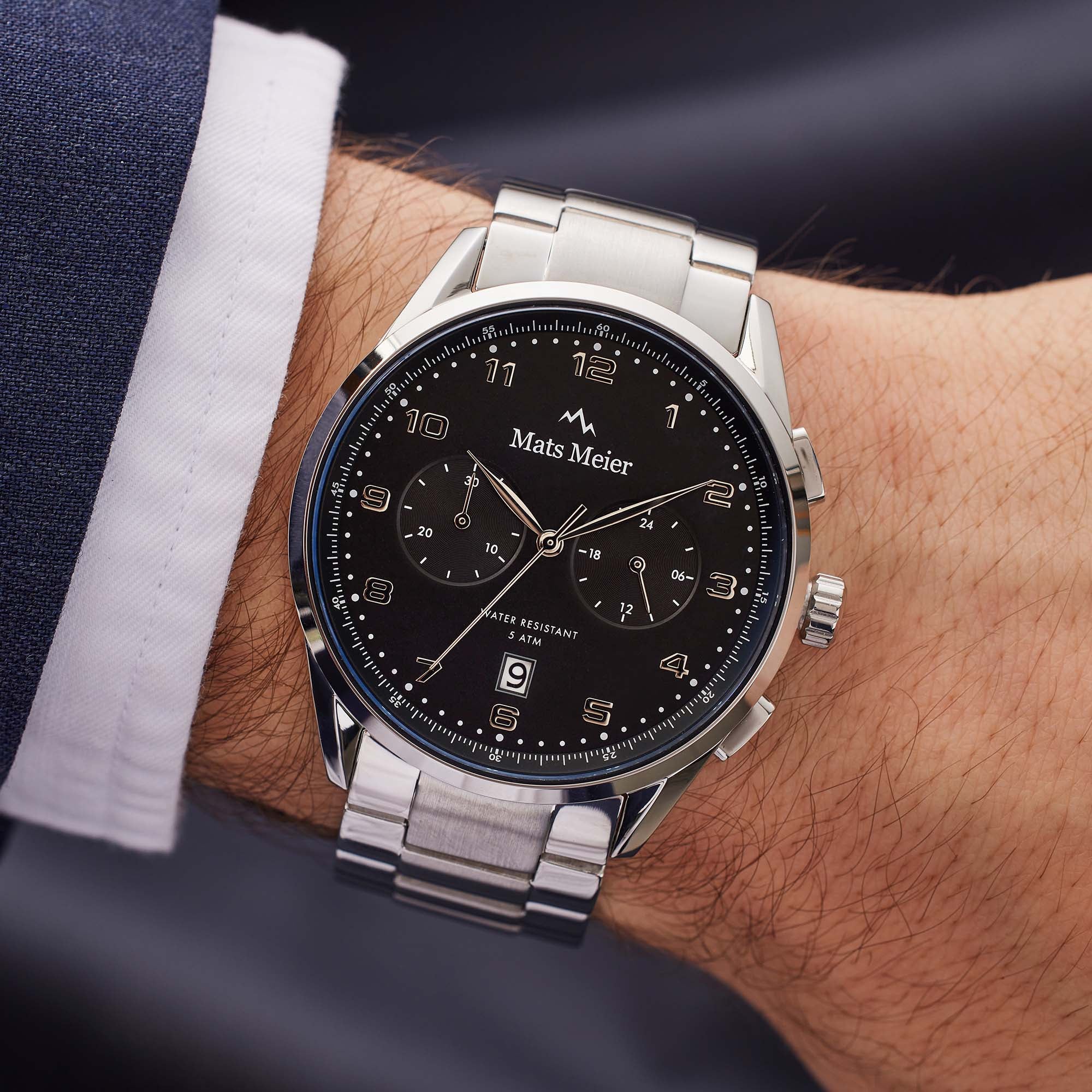 Mats Meier Mont Vélan Chrono Black/Silver Coloured Watch MM10004