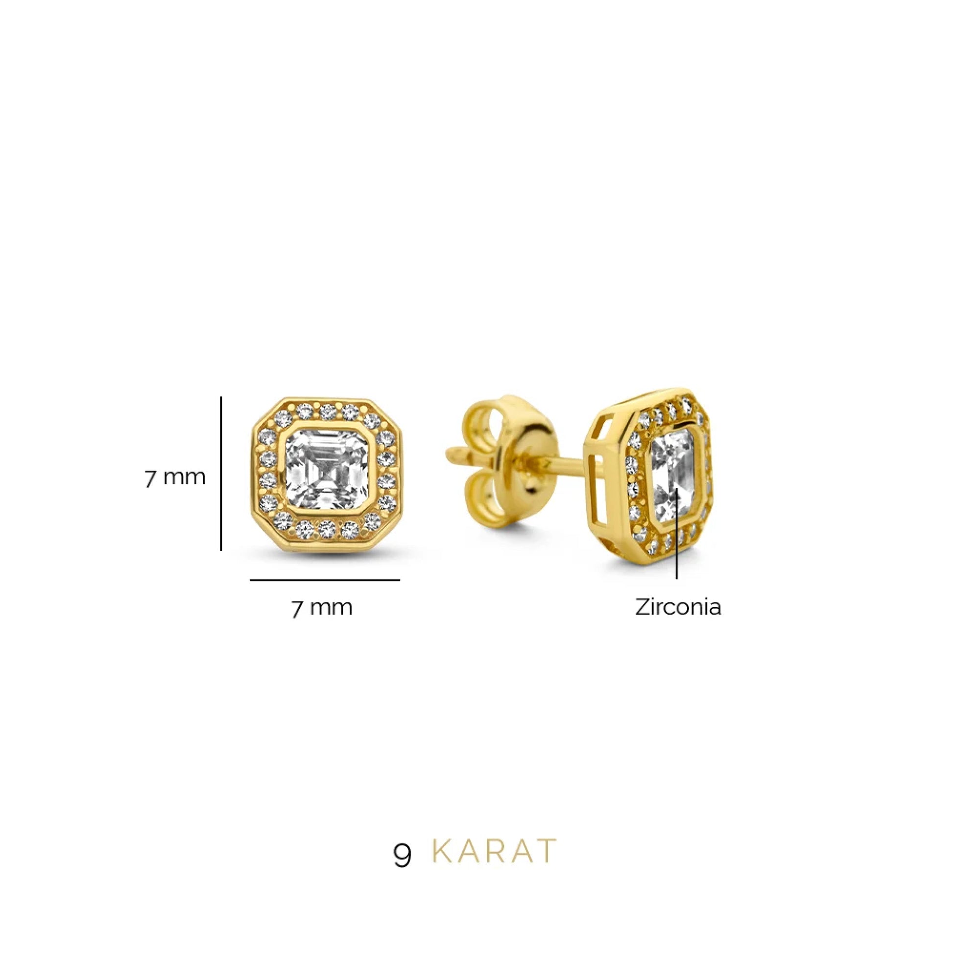Beloro Jewels Monte Napoleone Sofia 9 carat gold Ear Studs BO360042
