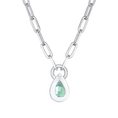 Elli 925 Sterling Silver Link Chain Necklace with Quartz 2004-BF-0007920-001