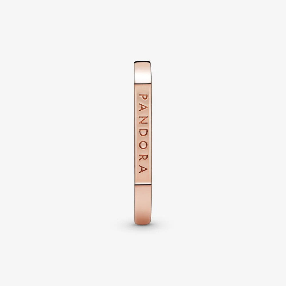 Pandora Signature 925 Sterling Silver Rosegold coloured Logo Thin Bar Ring 189048C00-50 (size: 50)