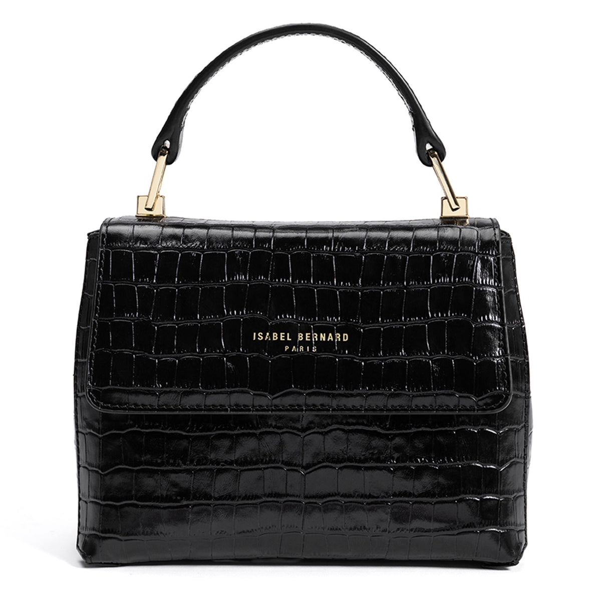 Isabel Bernard Femme Forte Heline croco Black Leather Handbag made of Calfskin IB21037