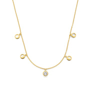 Violet Hamden Luna Collier en Argent 925 Sterling Plaqué Or avec Lunes et Pierre de Zircon Blanc VH340040