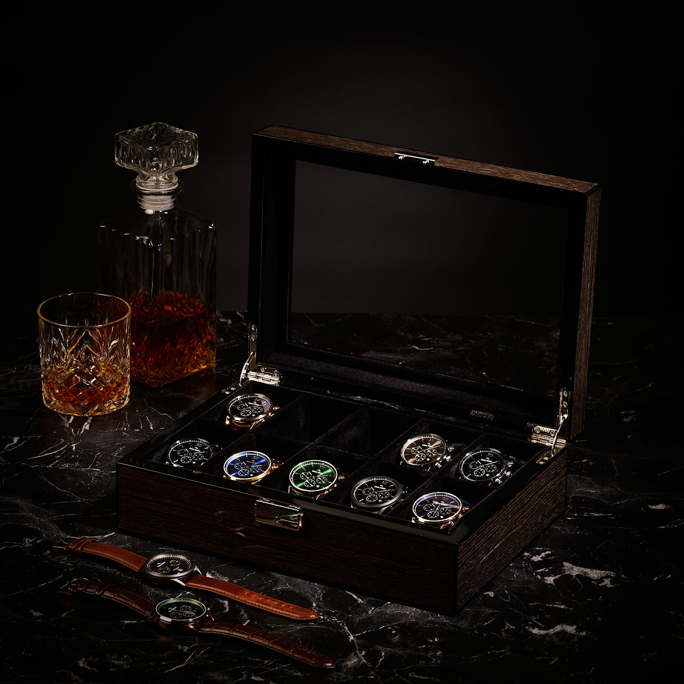 Mats Meier Mont Fort bruine horlogebox voor 10 horloges