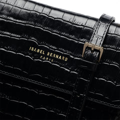 Isabel Bernard Femme Forte Heline croco Black Leather Handbag made of Calfskin IB21037