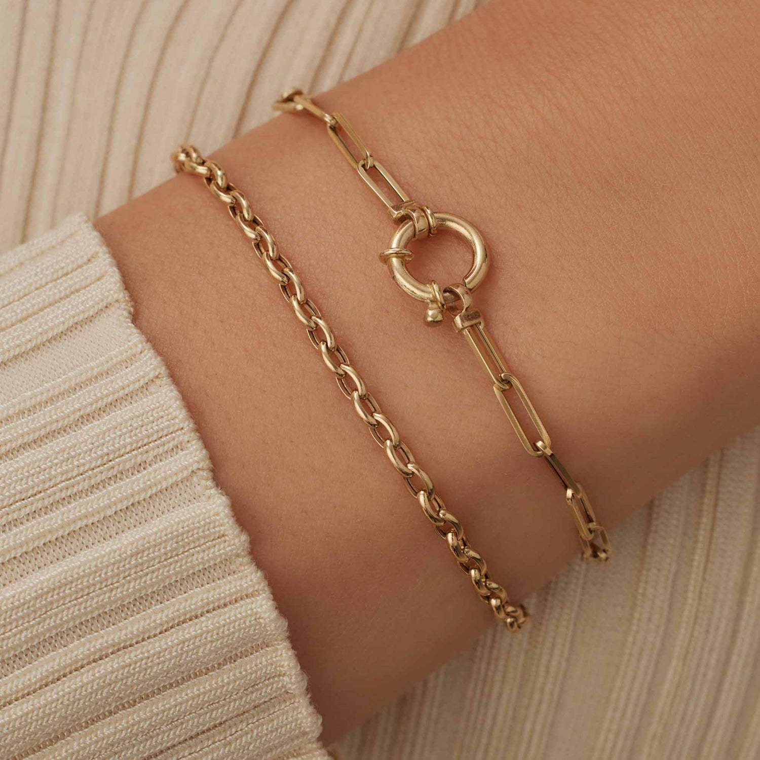Isabel Bernard Cadeau d'Isabel 14 karat gold link necklace and link bracelet gift set IB90184