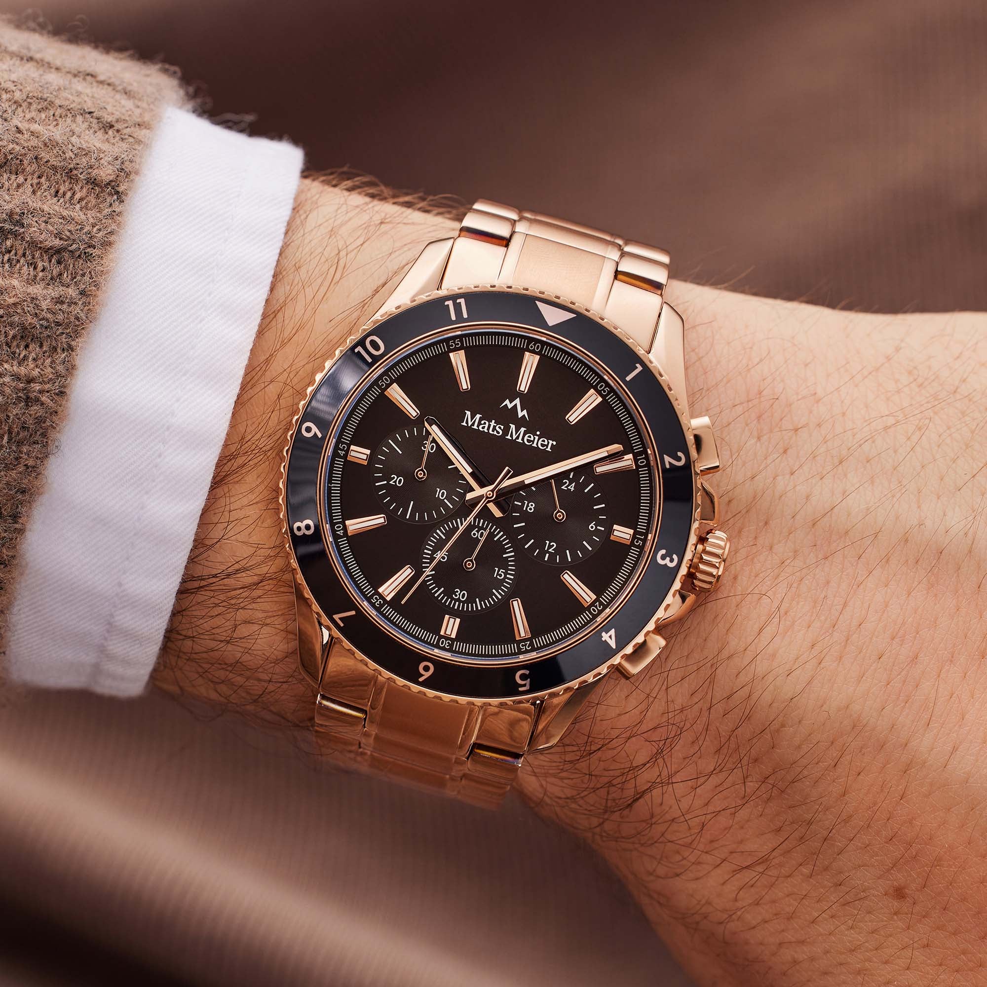 Mats Meier Ponte dei Salti Chronograph Men'sWatch Roesgoldcoloured and Black MM00510