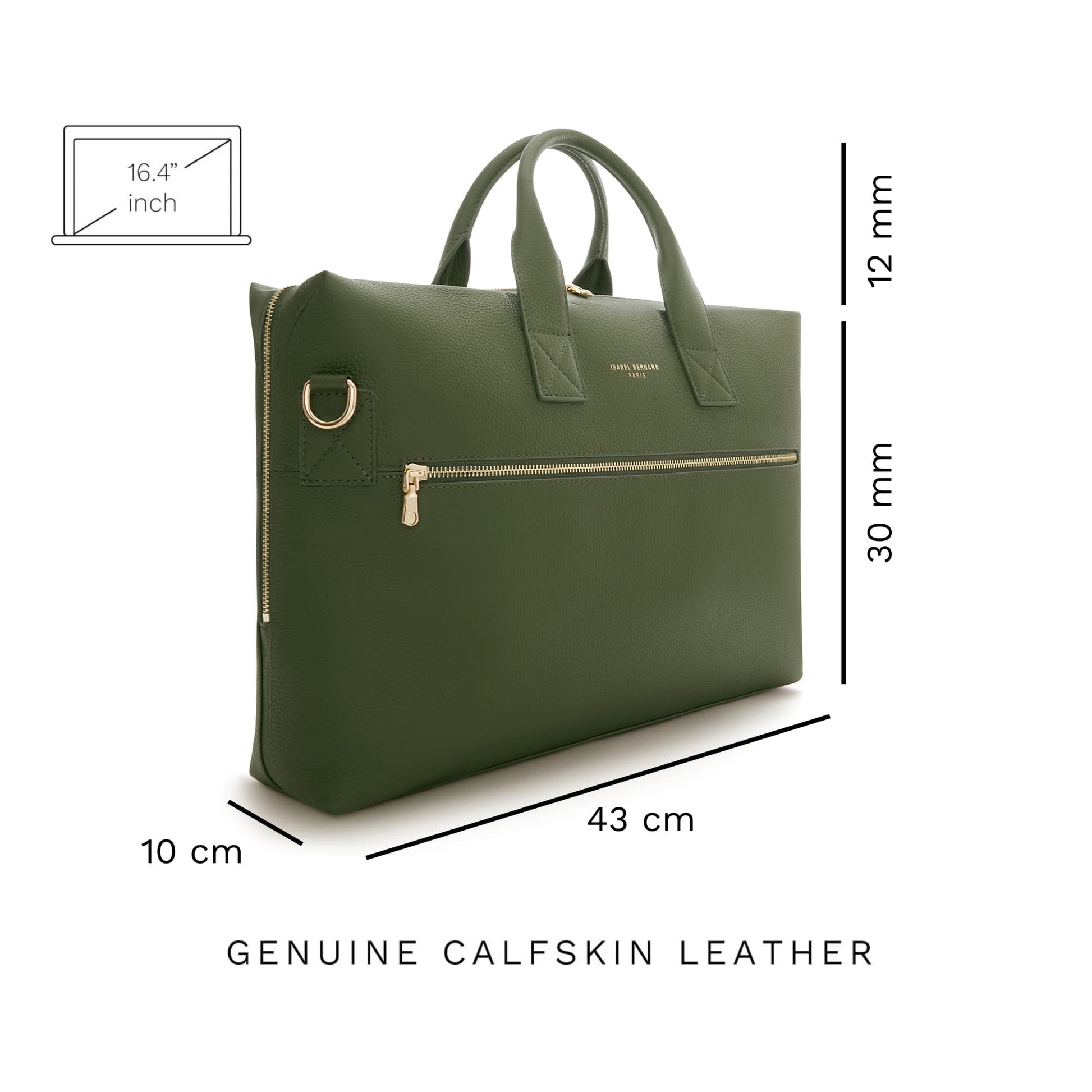 Isabel Bernard Honoré Anique Green Calfskin Handbag IB25061