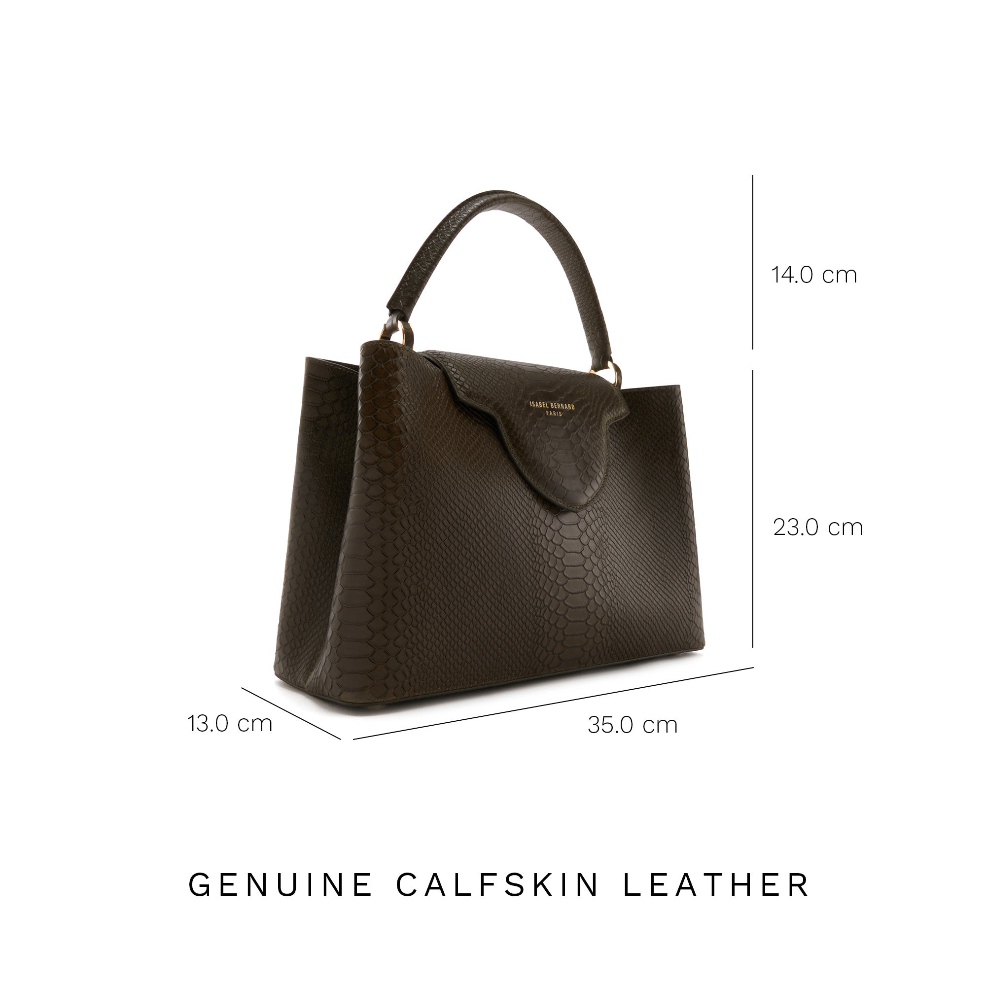 Isabel Bernard Femme Forte Zarah groene kalfsleren handtas met slangenprint IB21075