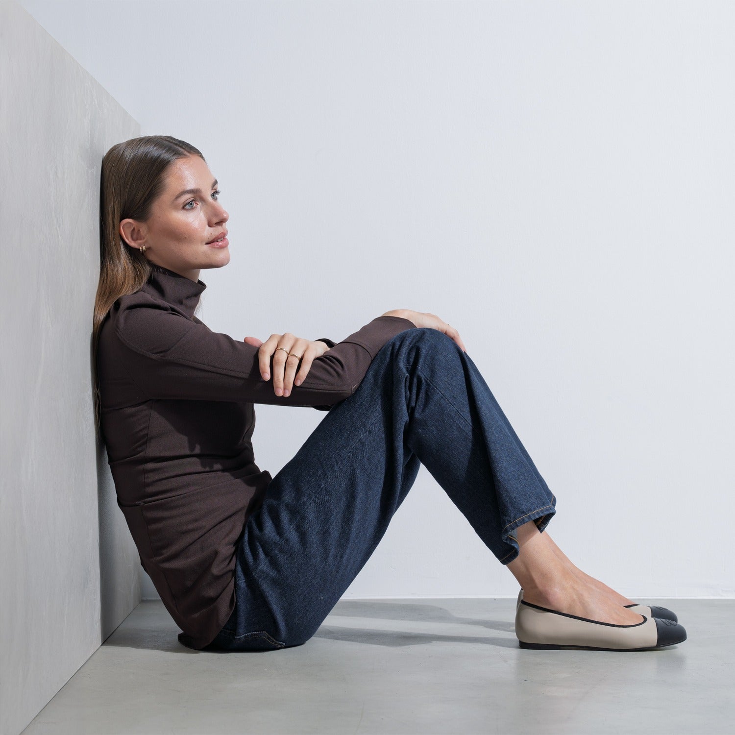 Isabel Bernard Vendôme Ynes Taupe Calfskin Leather Ballerinas IB51011-078-36