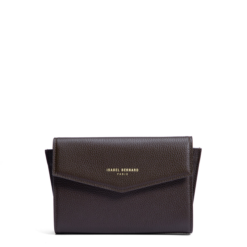 Isabel Bernard Honoré Lina Pochette Marron Foncé Avec Chaîne D’Épaule Amovible IB21135-031-zoom-