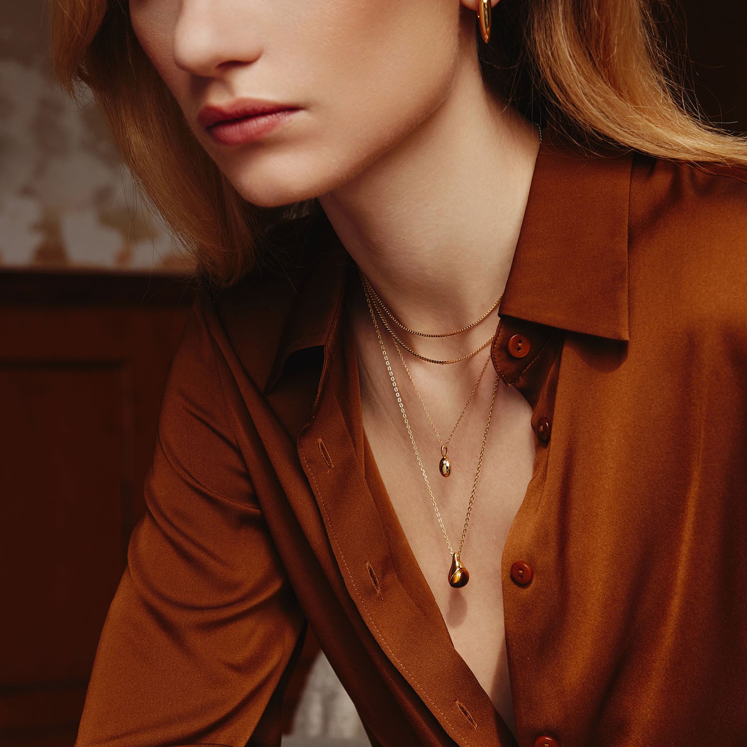 Ania Haie Lady Cozy Gold Coloured Tiger Eye Necklace 2002-AH-N068-05G