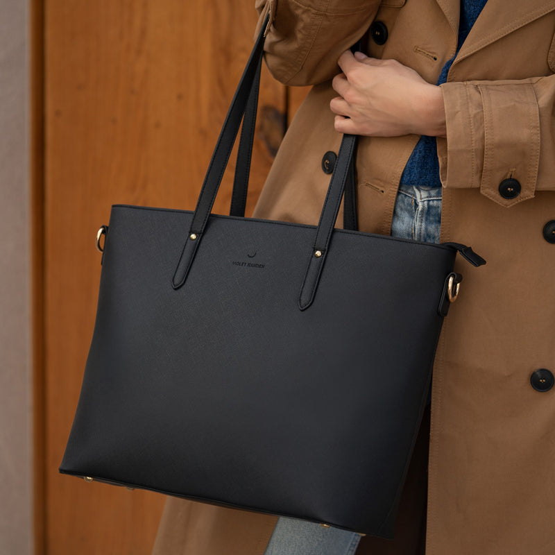 Violet Hamden Essential Bag Sac Shopper Noir avec Compartiment pour Ordinateur Portable 13 pouces VH25036-801-zoom-