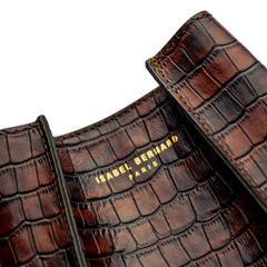 Isabel Bernard Femme Forte Minette Croco Brown Calfskin Leather Handbag IB21114-230