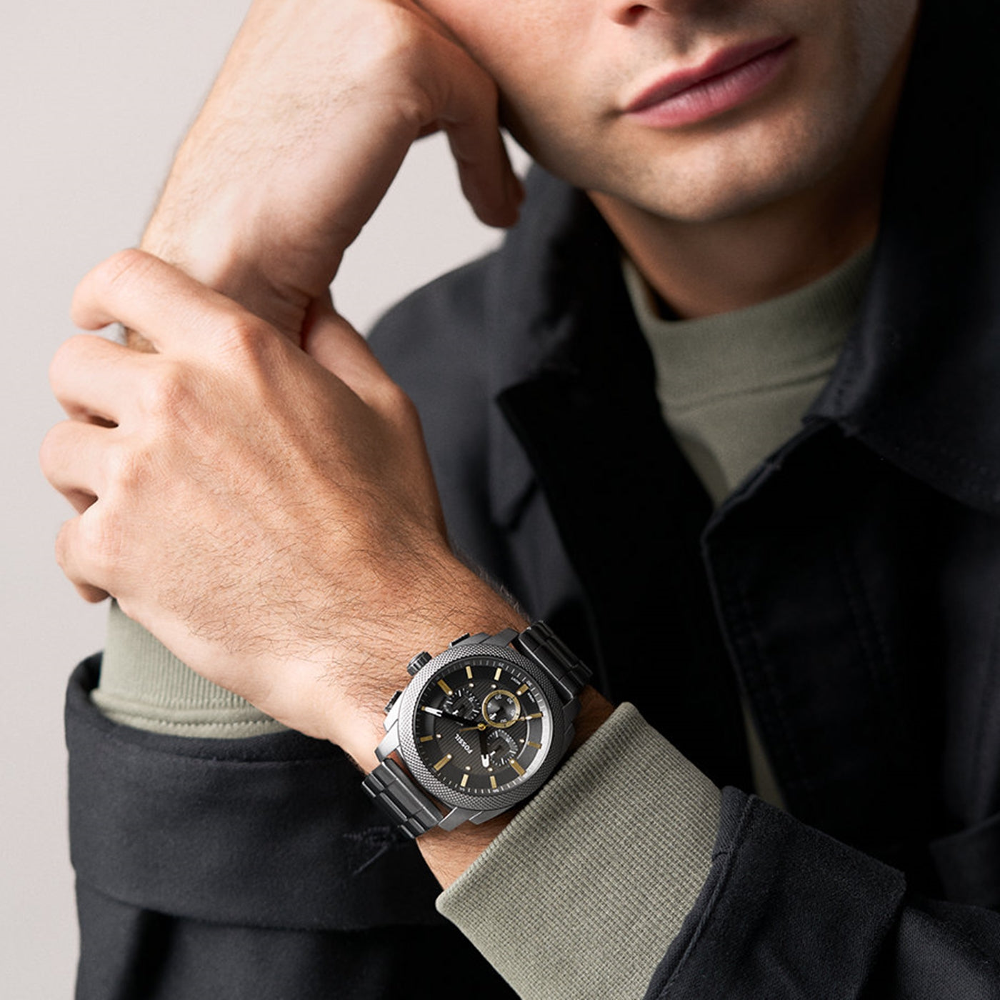 Fossil Machine Round Grey Dial Watch FS6160