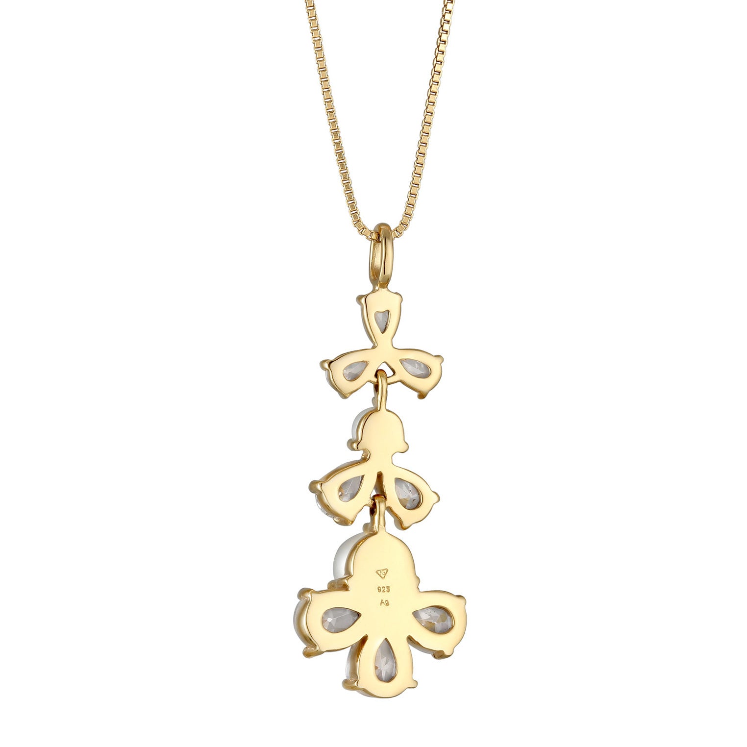 Elli 925 Sterling Silver Pearl Necklace Gold plated with Zirconia 2004-BF-0007961-001