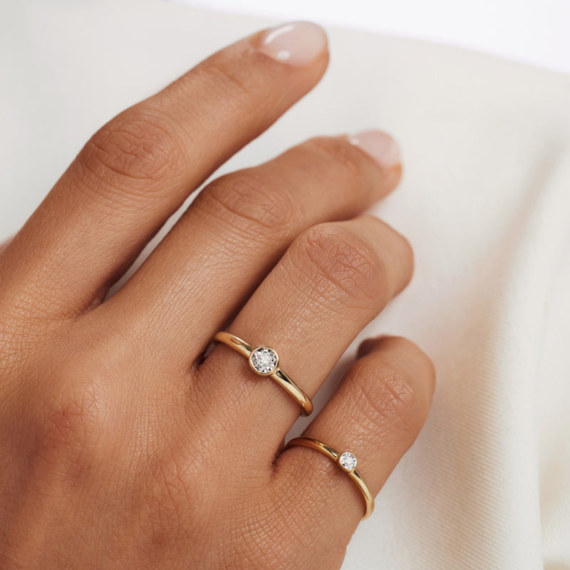 Isabel Bernard De la Paix Inaya bague en or 14 carats avec diamant 0.03 ct IBD330025-48-zoom-