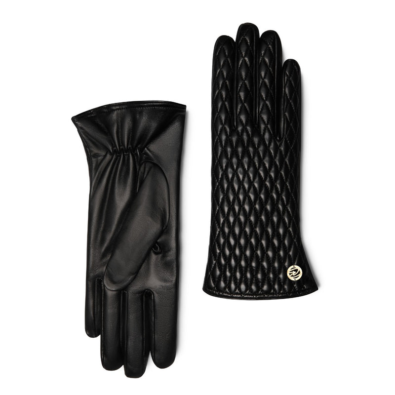 Isabel Bernard Honoré Rosette black goatskin leather gloves IB67002-301-6.5-zoom-