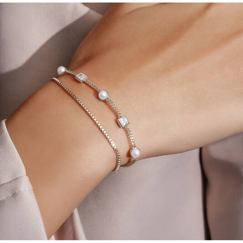 Ania Haie Reimaginer 925 Sterling Silver Pearl Station Bracelet AH-B069-02H-zoom-