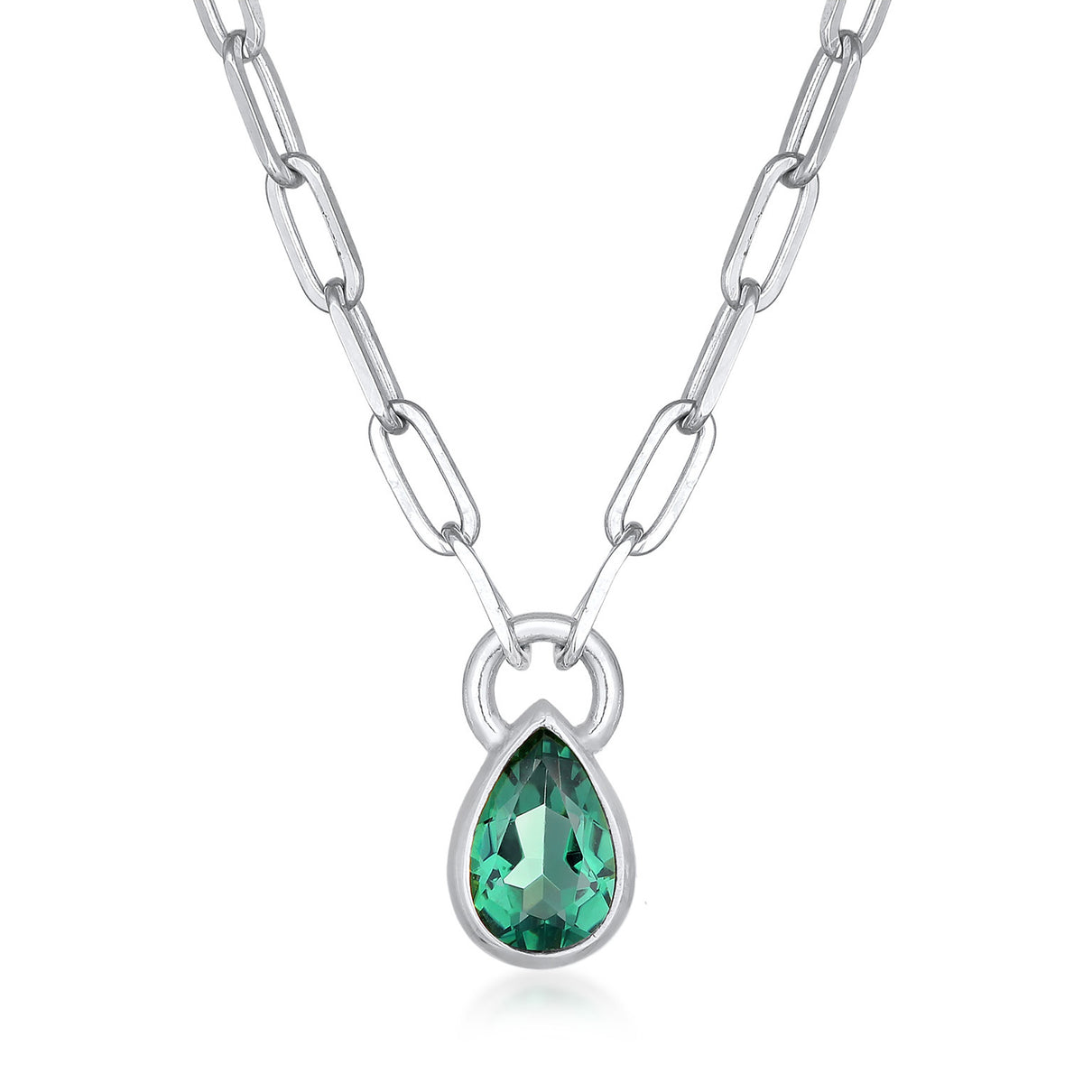 Elli 925 Sterling Silver Link Chain Necklace with Quartz 2004-BF-0007920-001