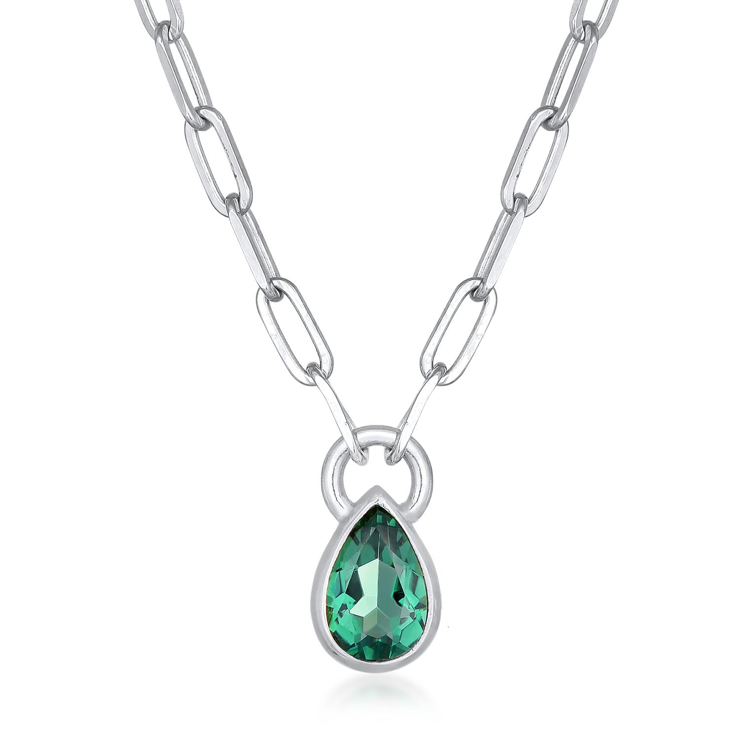 Elli 925 Sterling Silver Link Chain Necklace with Quartz 2004-BF-0007920-001