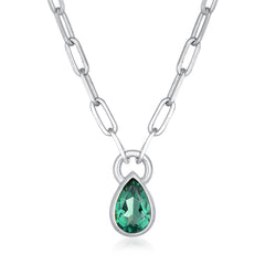 Elli 925 Sterling Silver Link Chain Necklace with Quartz 2004-BF-0007920-001