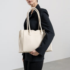 Isabel Bernard Honoré Cloe Crème Calfskin Leather Handbag IB25077