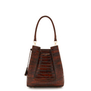 Isabel Bernard Femme Forte Sac à main Minette en cuir de veau marron croco IB21114-230
