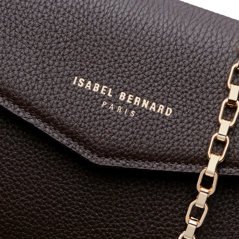 Isabel Bernard Honoré Lina Pochette Marron Foncé Avec Chaîne D’Épaule Amovible IB21135-031-zoom-