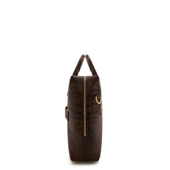 Isabel Bernard Honoré Anique Croco Brown Calfskin Handbag IB25073