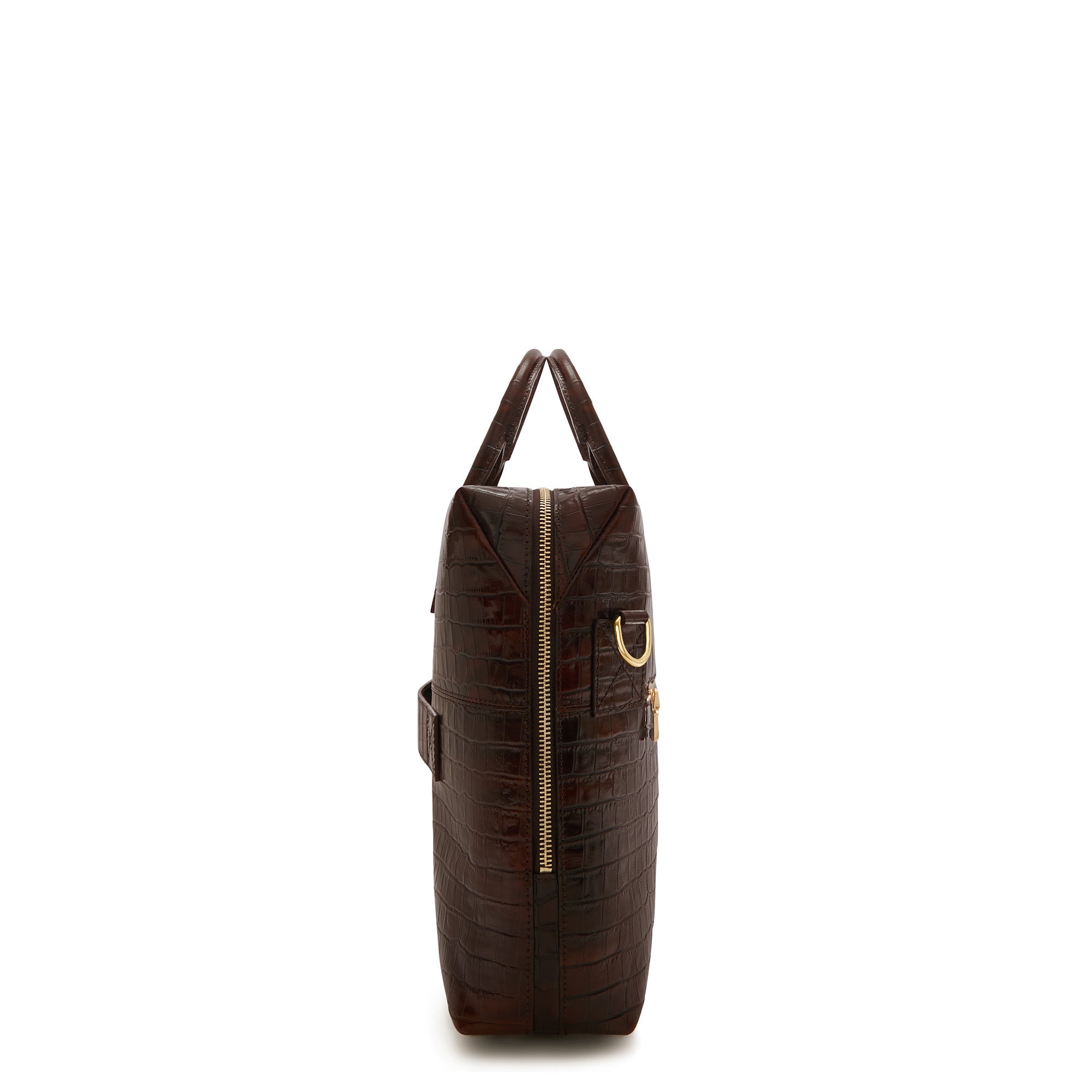 Isabel Bernard Honoré Anique Croco Brown Calfskin Handbag IB25073