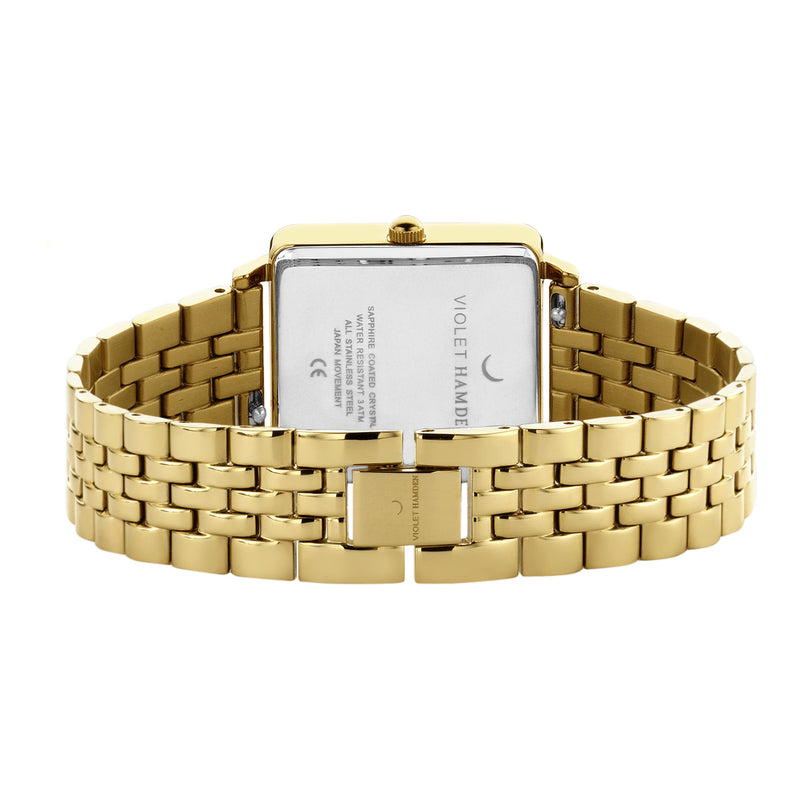 Violet Hamden Dawn Base Montre Carrée Femme Dorée et Noire VH09025-zoom-