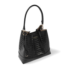 Isabel Bernard Femme Forte Macie Croco Black Calfskin Leather Handbag IB25074-201